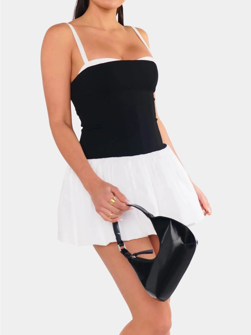 Show me your mumu black and white Tiffany skort mini dress small new with tags - Picture 2 of 3